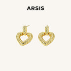 Gold-Tone Hollow Heart Drop Earrings