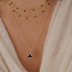 Black Agate Club Poker Necklace