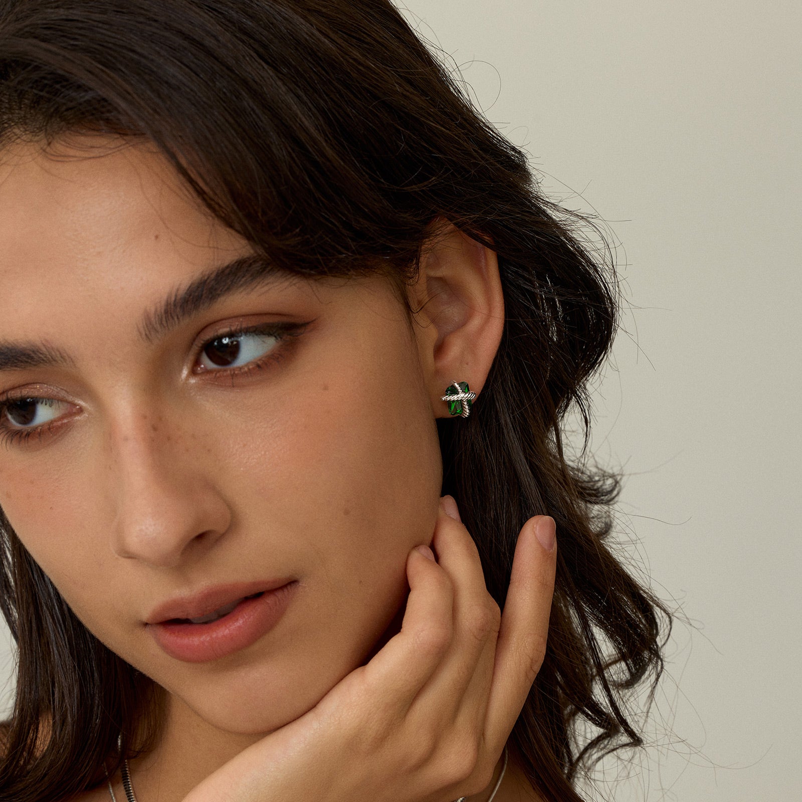 Emerald Green Woven Sugar Cube Studs