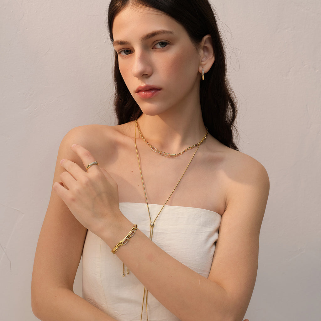 Pavé Paperclip Chain Necklace