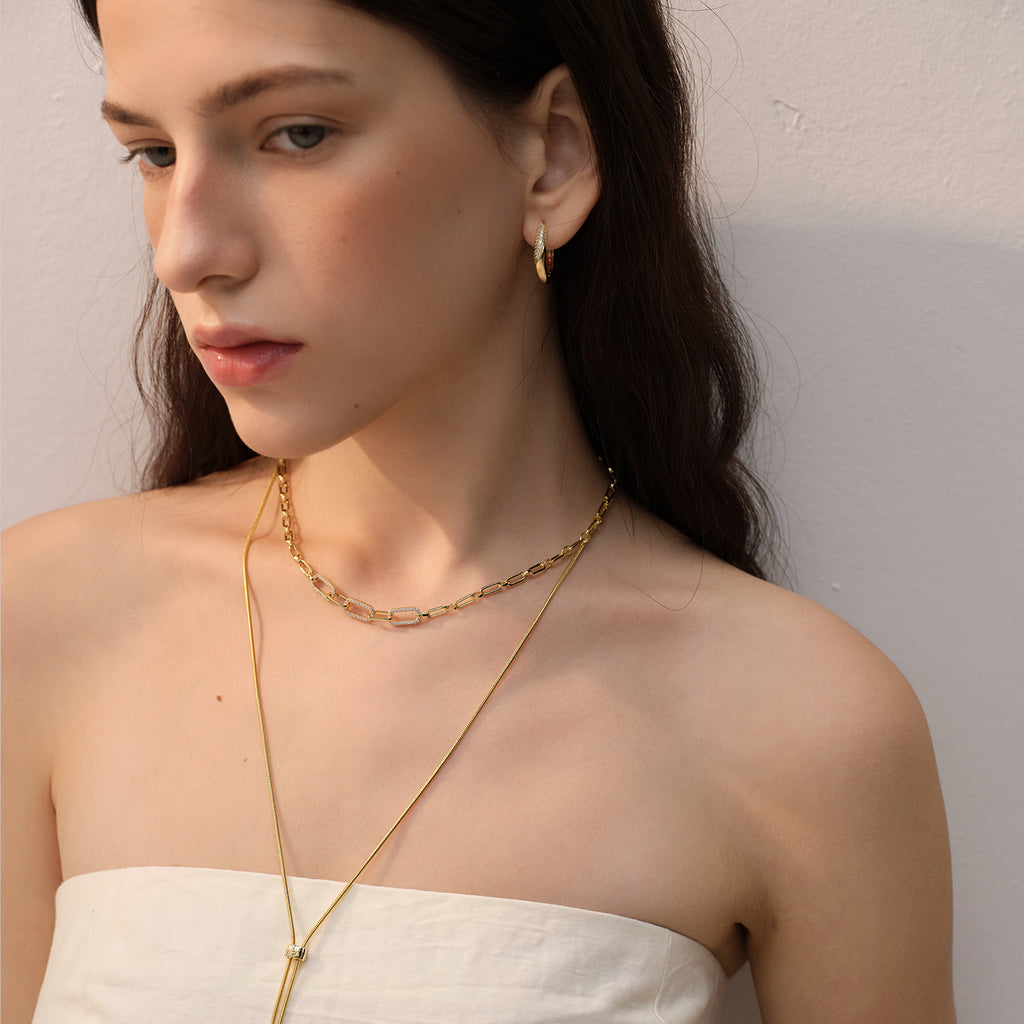 Pavé Paperclip Chain Necklace