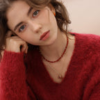 Red Agate Heart Poker Necklace