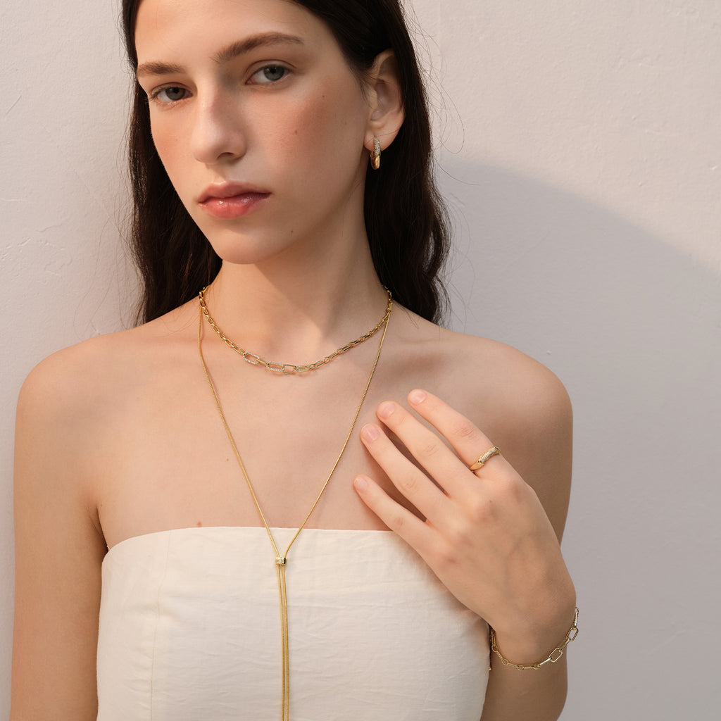 Pavé Paperclip Chain Necklace