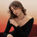 Red Agate Heart Poker Necklace