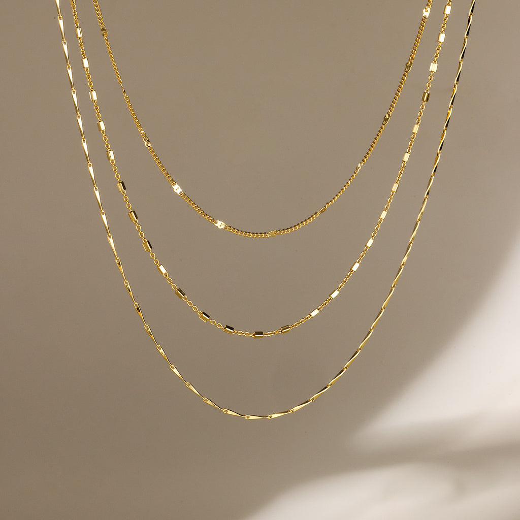 Cube Thin Chain Link Necklace
