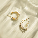 Crafted Pavé Pearl Huggie Earrings
