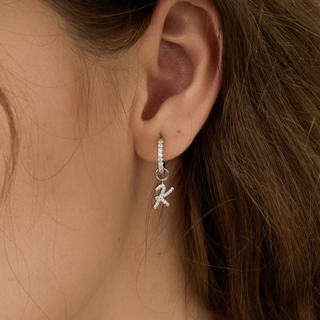 Artistic Initial Earrings with Ear Jackets