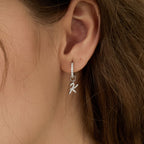 Artistic Initial Earrings with Ear Jackets
