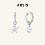 Artistic Initial Earrings with Ear Jackets