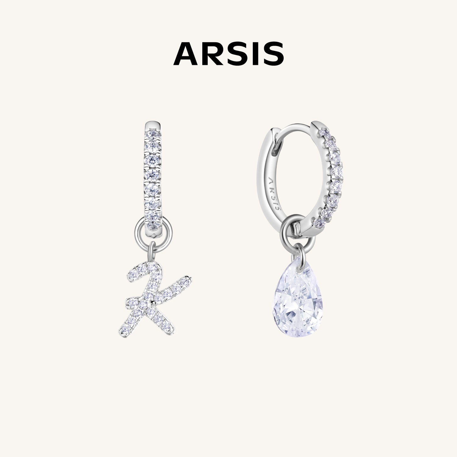Artistic Initial Earrings with Ear Jackets