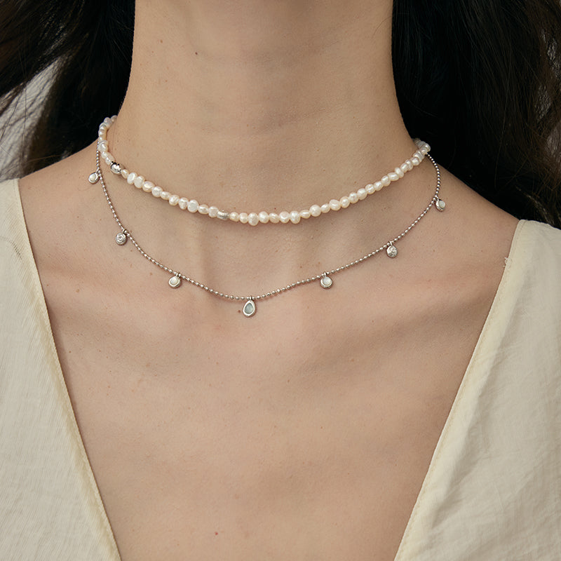 Morning Dew Aquamarine Station Necklace