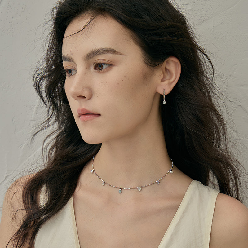 Morning Dew Aquamarine Station Necklace
