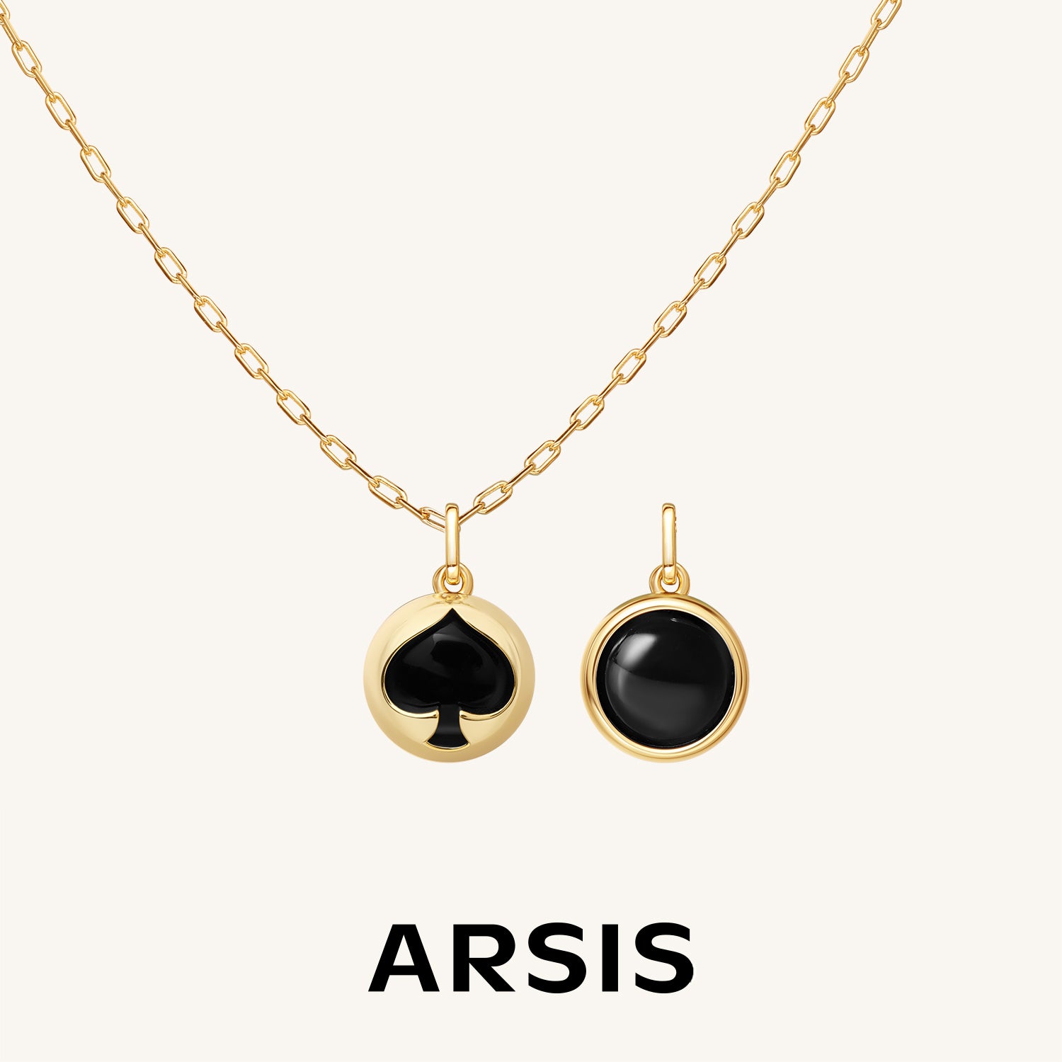 Black Agate Spade Poker Necklace
