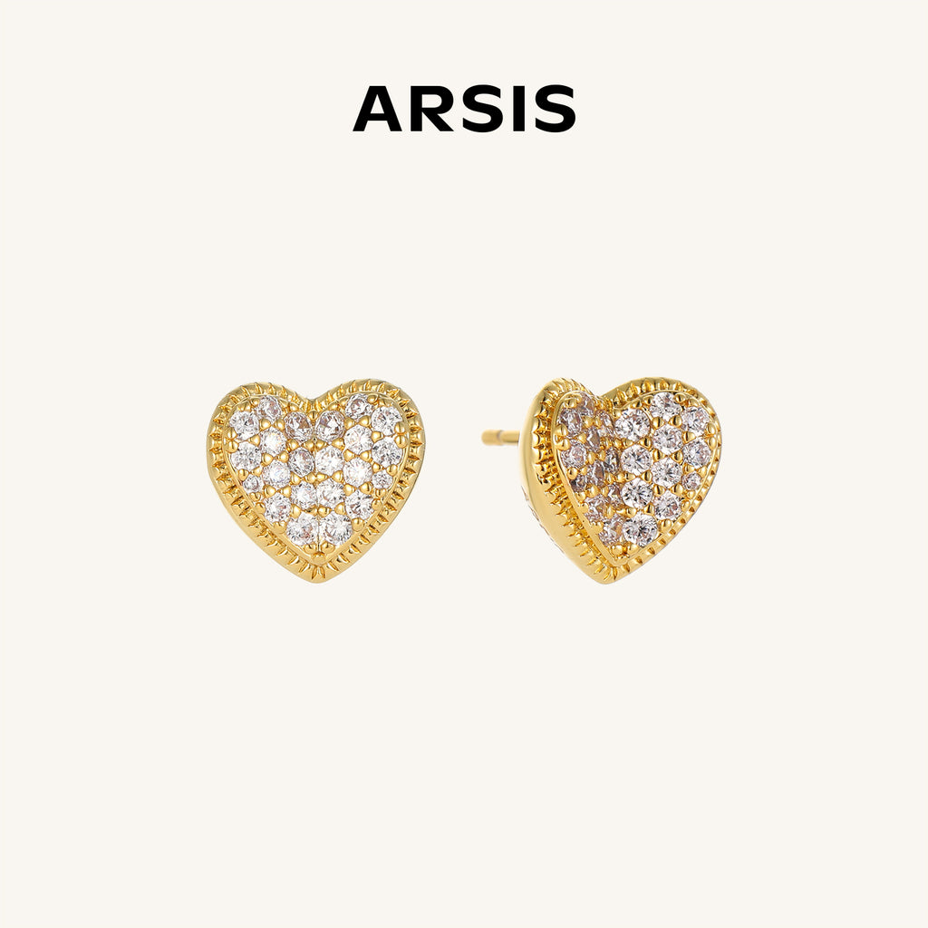 Crafted CZ Heart Stud Earrings