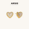Crafted CZ Heart Stud Earrings