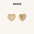 Crafted CZ Heart Stud Earrings