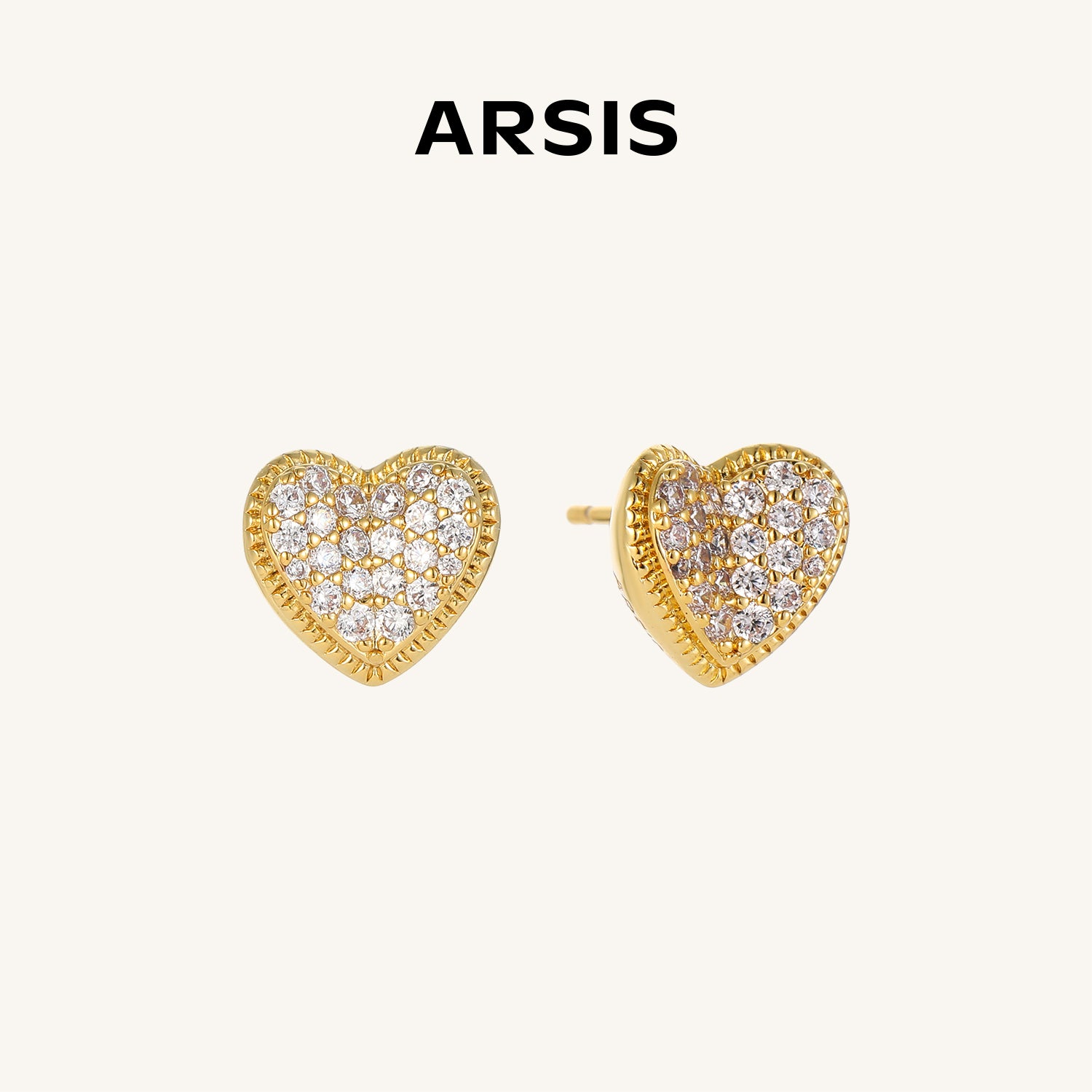 Crafted CZ Heart Stud Earrings