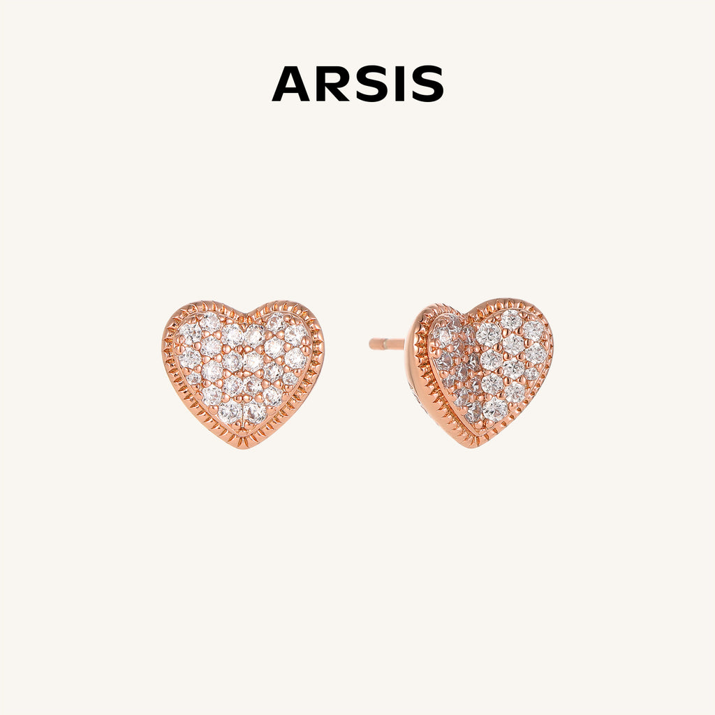 Crafted CZ Heart Stud Earrings