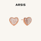 Crafted CZ Heart Stud Earrings
